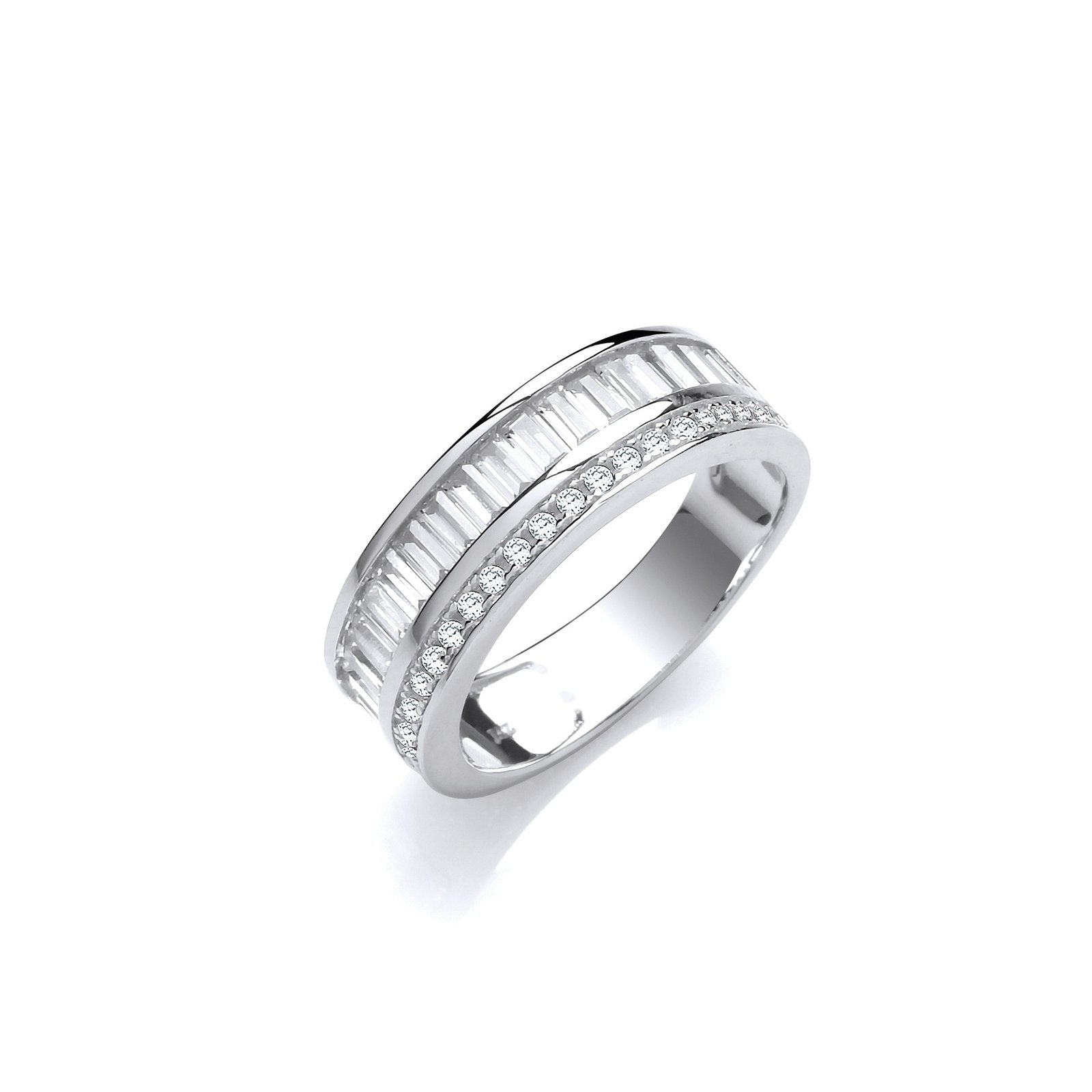 Half Et Baguette and Round Cubic Zirconia's Silver Ring - Fine Ring - Certified Authentic – Luxury Jewellery by Imperi